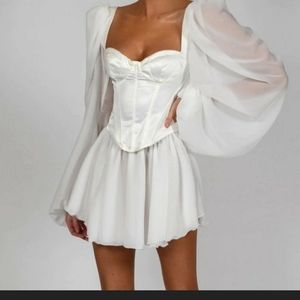 Satin Balloon Sleeve Mini Festival Dress 💎